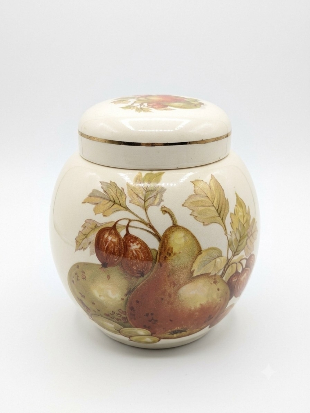 Vintage Sadler English Fine Pottery Fruit Ginger Jar Vintage 5" Covered Canister